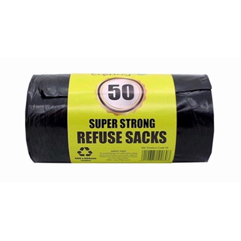 ECOBAG BLACK SUPERSTRONG 50 BAGS 55 LTR