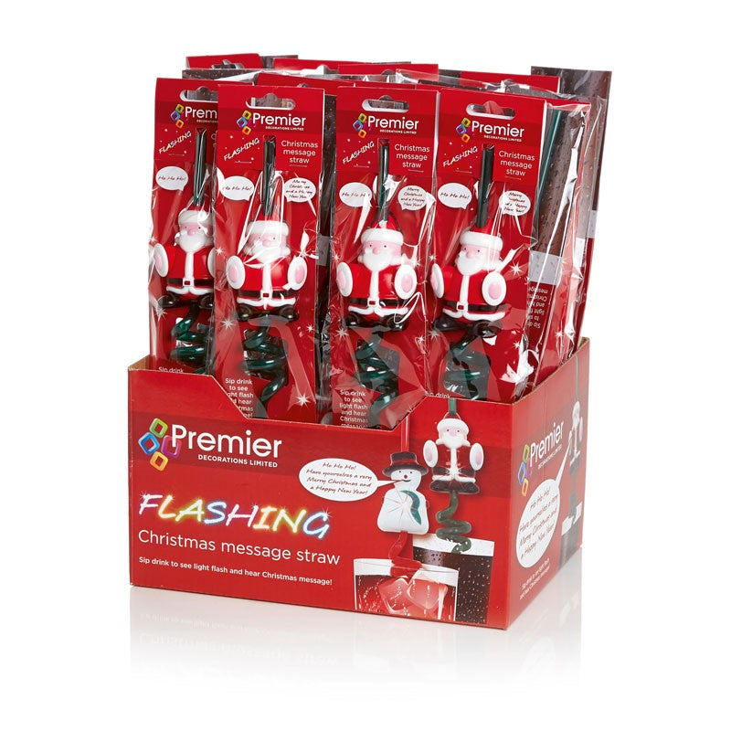 PREMIER FLASHING SIP AND TALK STRAW SANTA