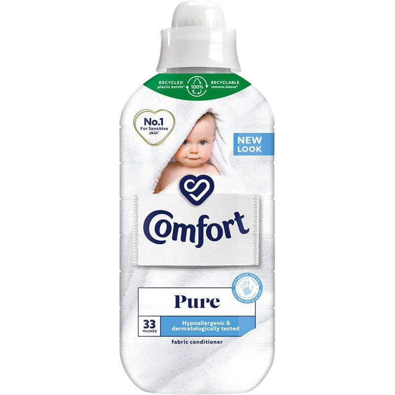 COMFORT FABRIC CONDITIONER PURE 33 WASH 990ML PK8 (PMP £2.49)