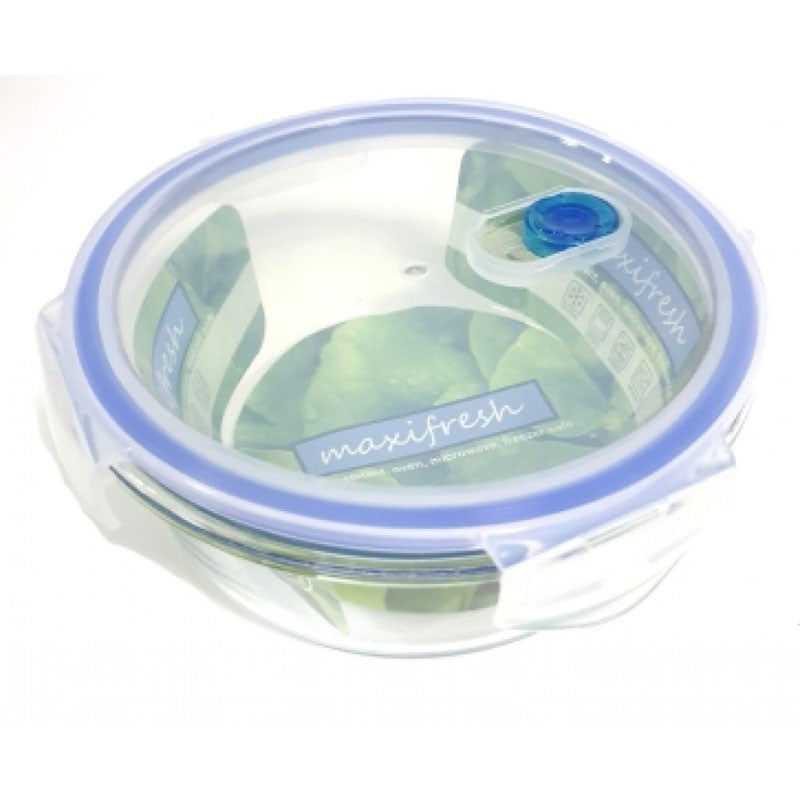 MAXIFRESH GLASS  AIRTIGHT FOOD STORAGE CONTAINER ROUND  400ML