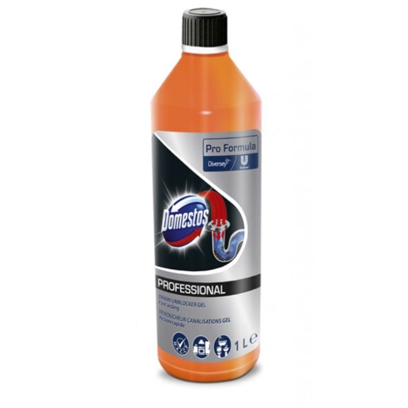 DOMESTOS PRO FORMULA DRAIN UNBLOCKER 1LTR PK6