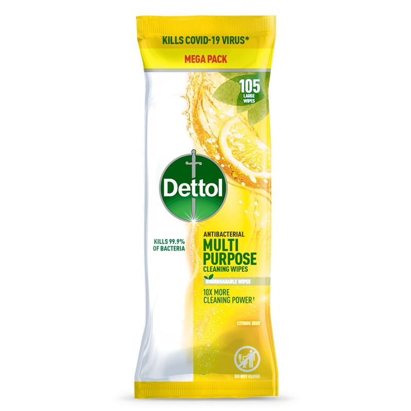 DETTOL WIPES SURFACE CITRUS 105S PK3