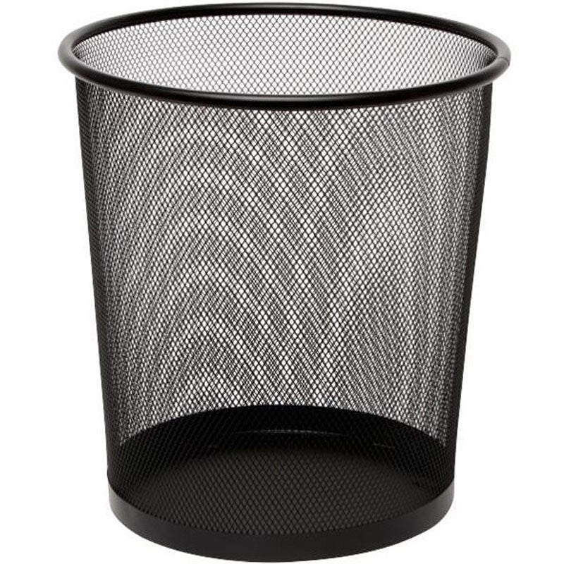 WASTE BASKET METAL MESH ROUND BLACK 10 LITRE